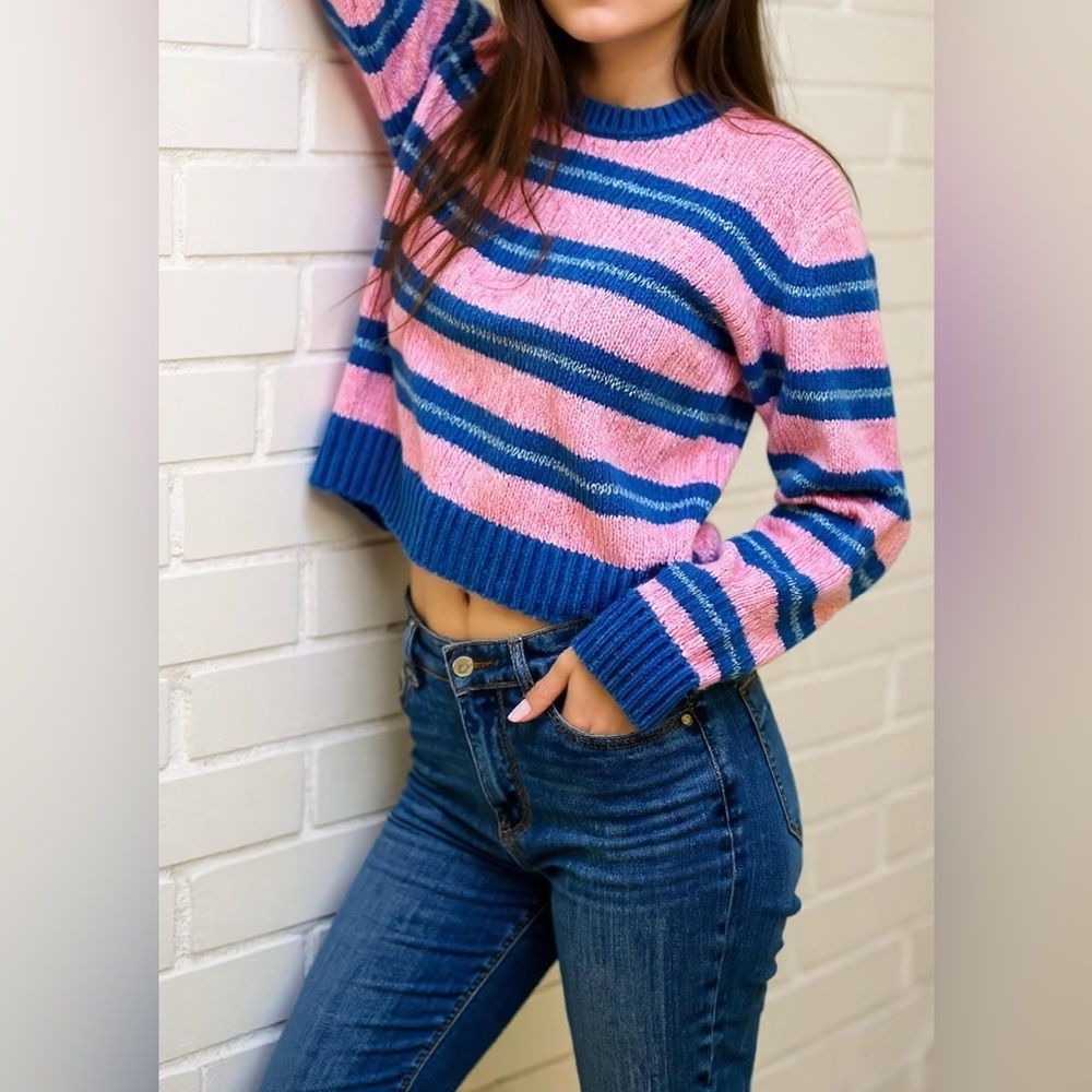 Striped Pink and Blue Women's Sweater